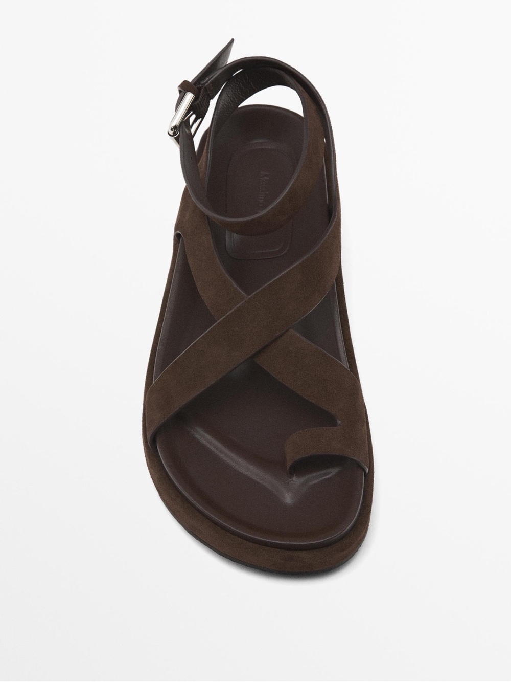 Massimo Dutti Dark Brown Suede Platform Ankle-Strap Sandals Size 7.5 US